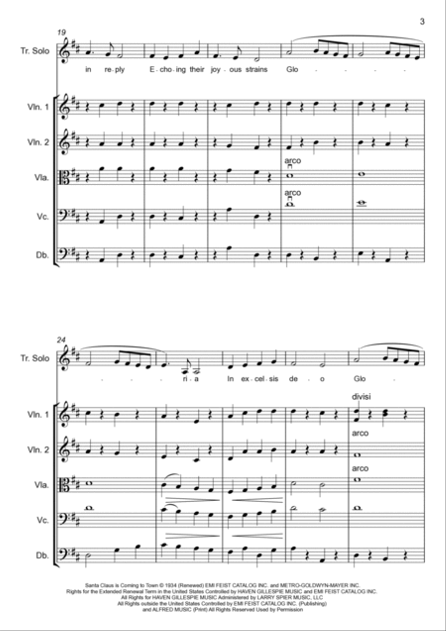 Santa Claus Is Comin' To Town Chamber Orchestra scores gallery preview page 3