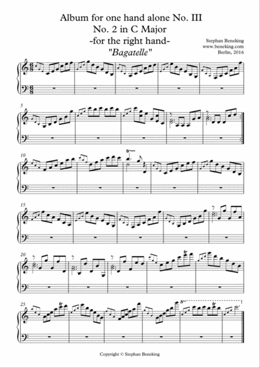 Album for One Hand Alone No. 3 Easy Piano scores gallery preview page 4