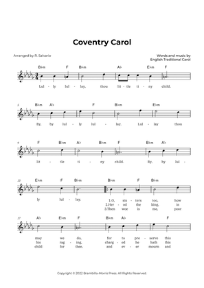 Coventry Carol (Key of B-Flat Minor)