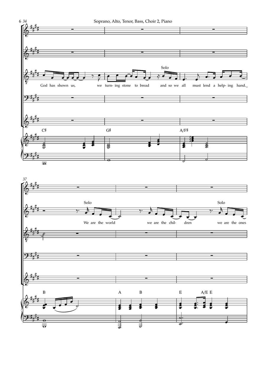 We Are The World 4-Part scores gallery preview page 6