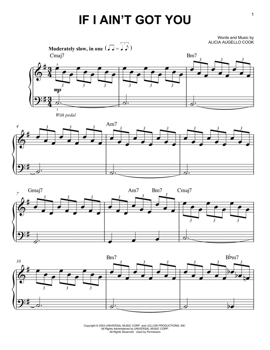 If I Ain't Got You Easy Piano scores gallery preview page 1