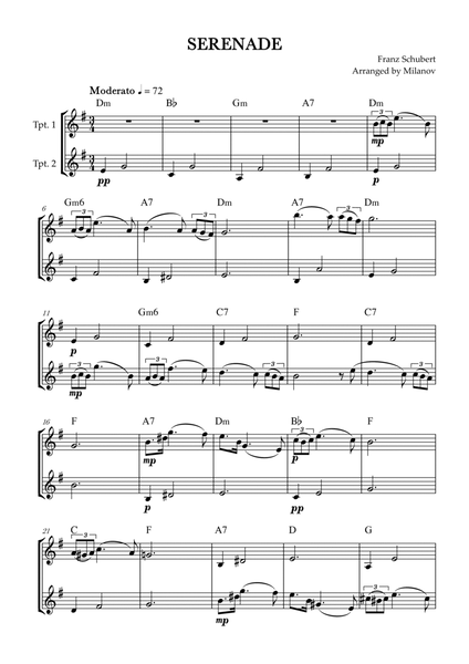 Serenade | Schubert | Trumpet in Bb duet | Chords