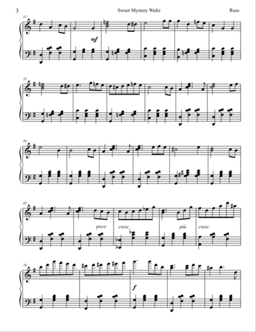 Sweet Mystery Waltz Piano Solo scores gallery preview page 3