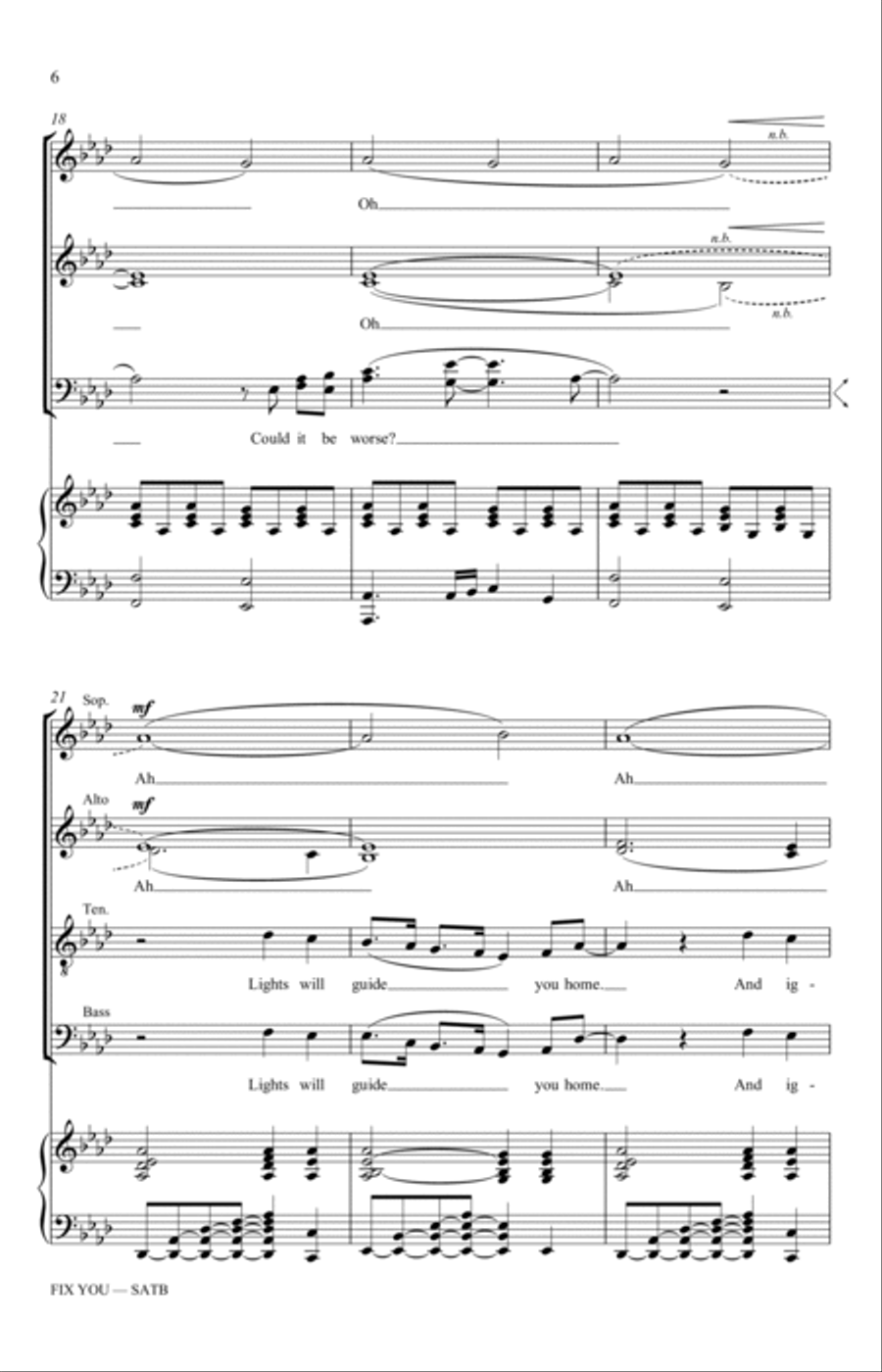 Fix You (arr. George Chung) 4-Part scores gallery preview page 4