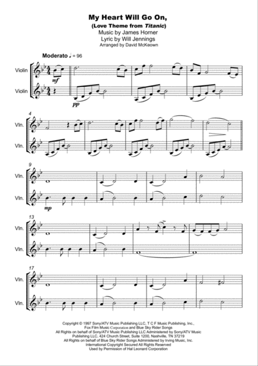 My Heart Will Go On (Love Theme from Titanic) String Duet scores gallery preview page 2