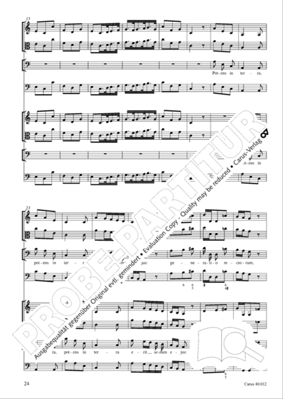 Beatus vir (How blest is he) Psalm 111 4-Part scores gallery preview page 25