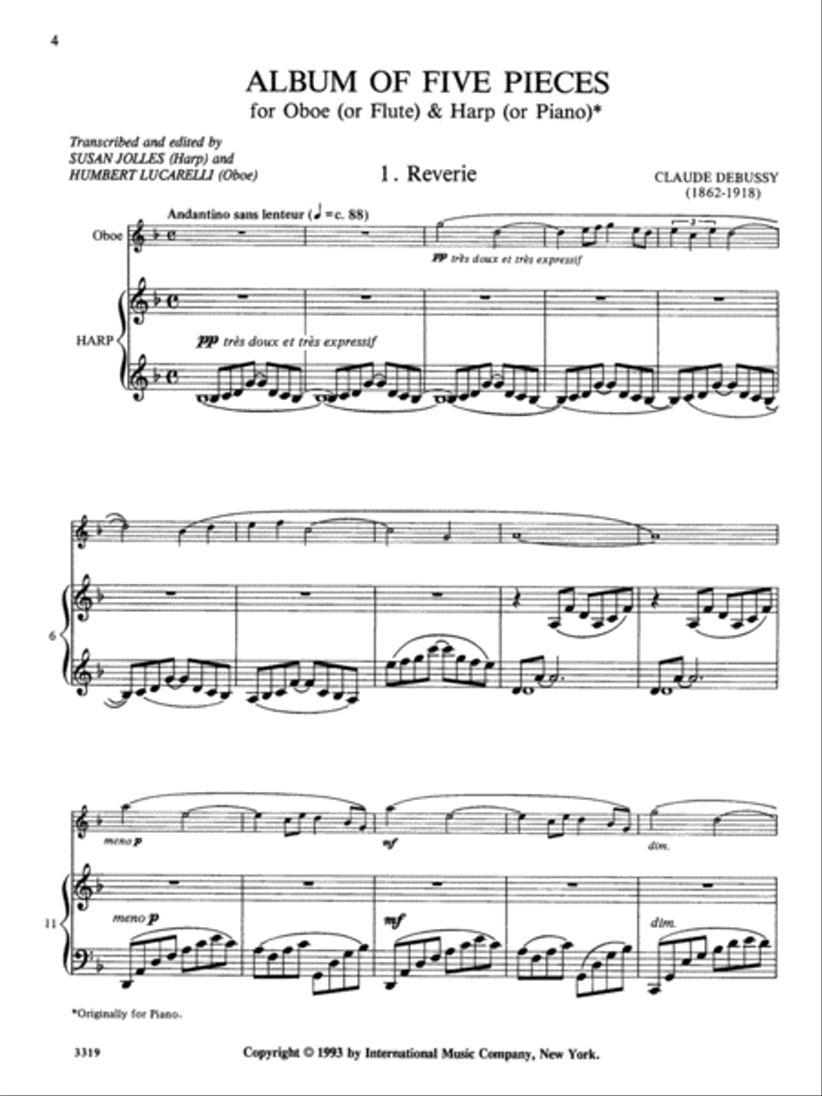Five Pieces For Oboe (Or Flute) And Harp (Or Piano) Flute scores gallery preview page 2
