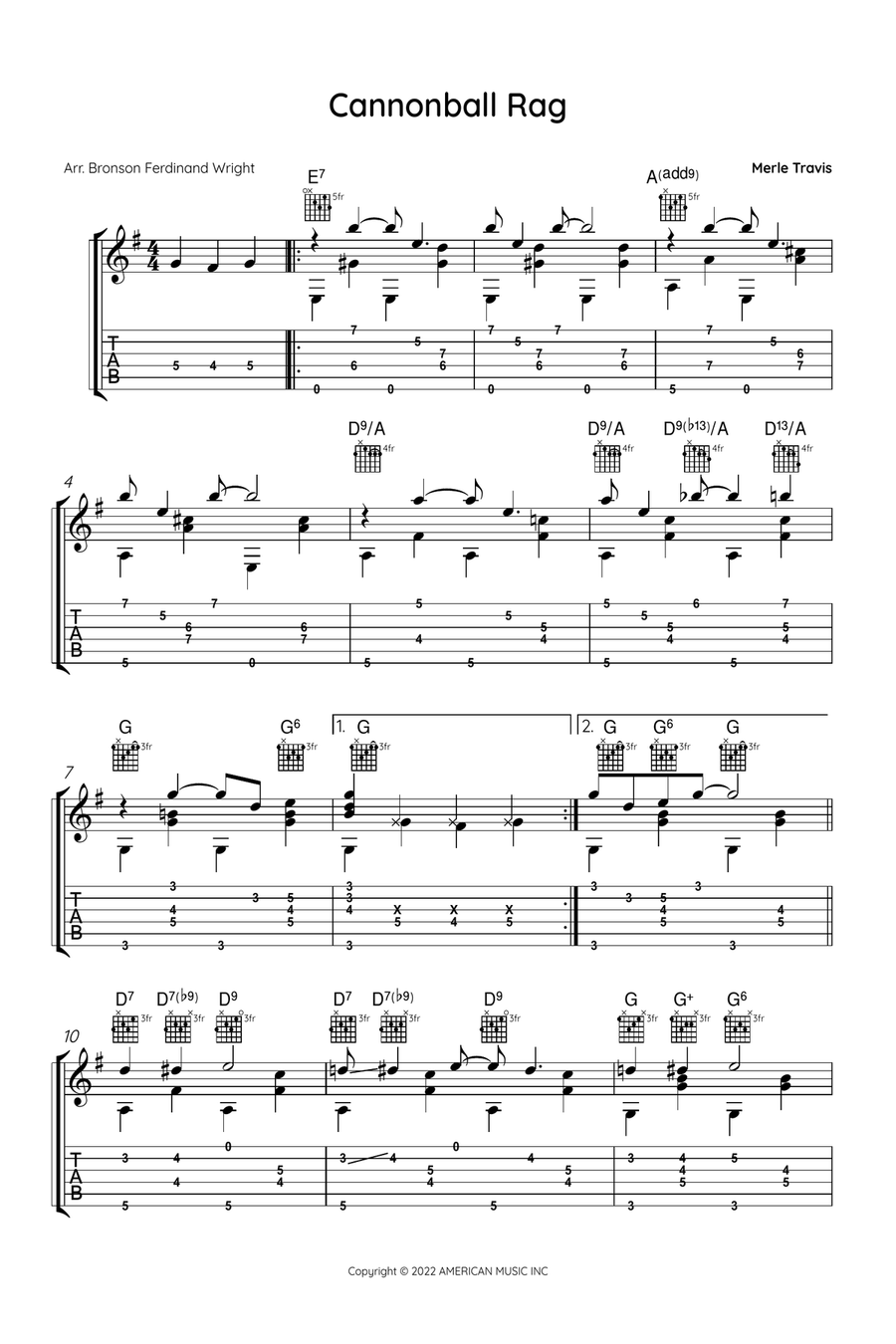Cannonball Rag Acoustic Guitar scores gallery preview page 1
