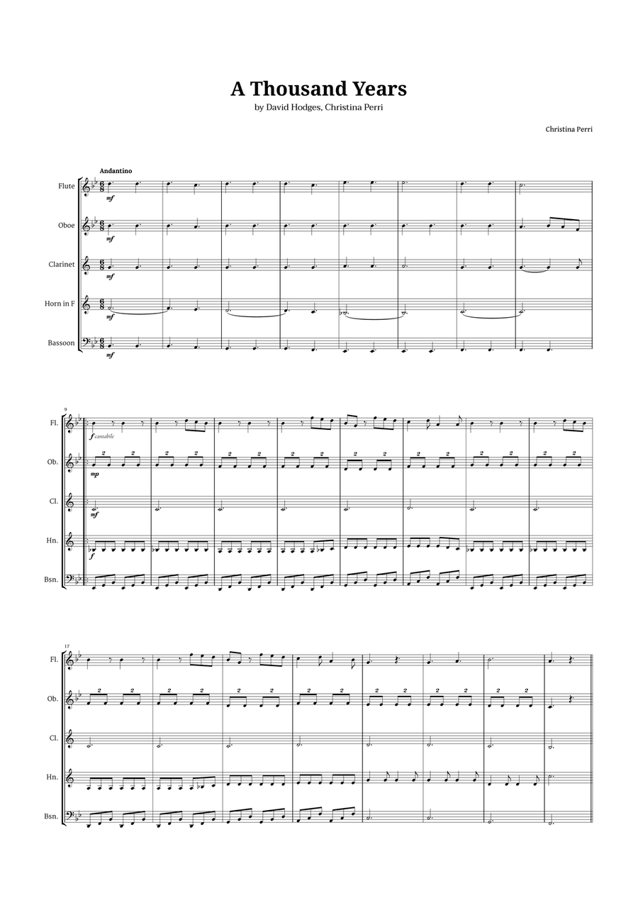 A Thousand Years Woodwind Quintet scores gallery preview page 1