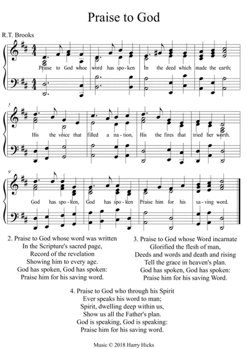 Praise to God. A new tune to a wonderful old hymn.