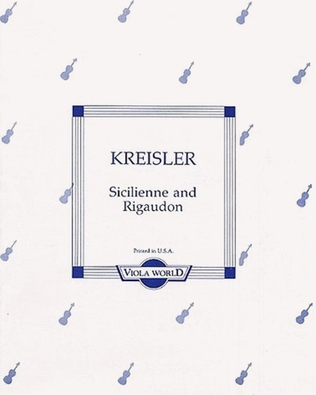 Kreisler - Sicilienne And Rigaudon Viola/Piano