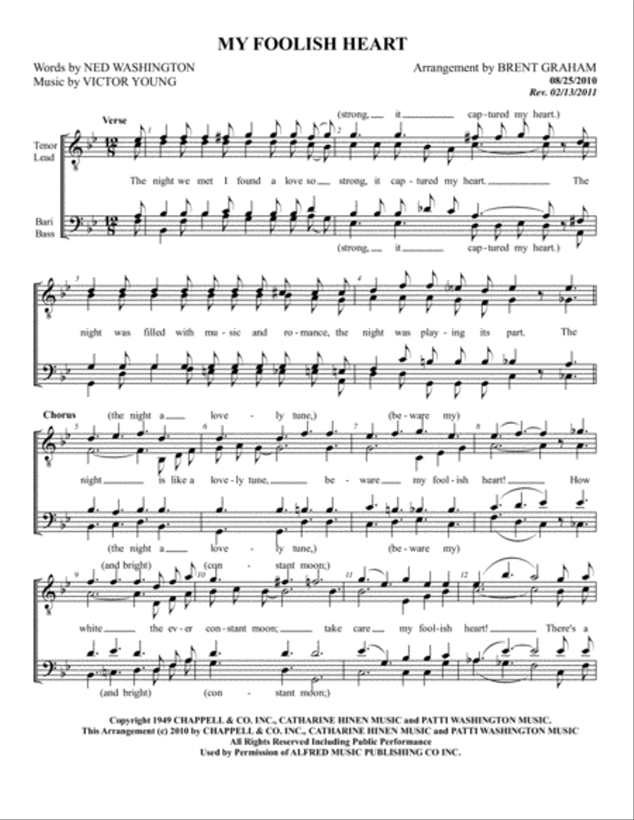 My Foolish Heart TTBB scores gallery preview page 1