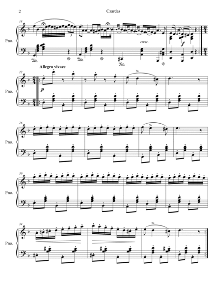 Czardas Piano Solo scores gallery preview page 3