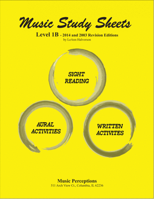 Music Study Sheets Level 1B 2014 and 2003 editions