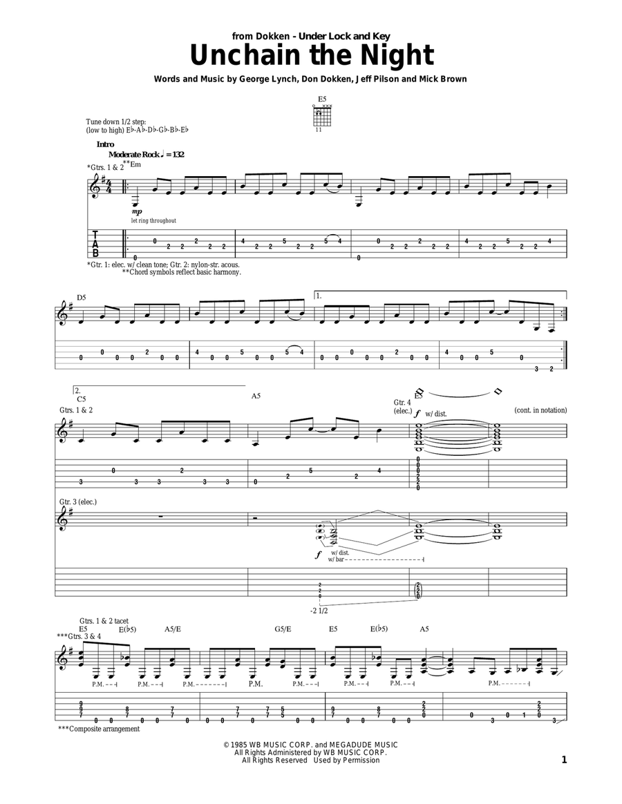 Unchain The Night Unchain The Night Acoustic Guitar scores gallery preview page 1