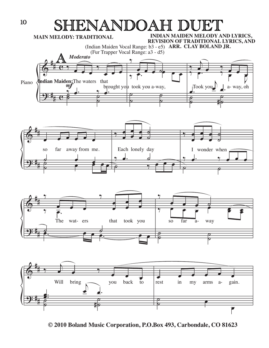 SHENANDOAH DUET Piano, Vocal scores gallery preview page 1