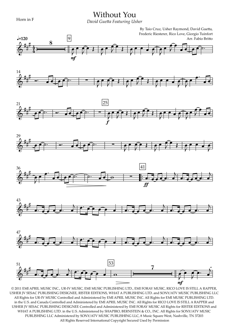Without You Horn Solo scores gallery preview page 1