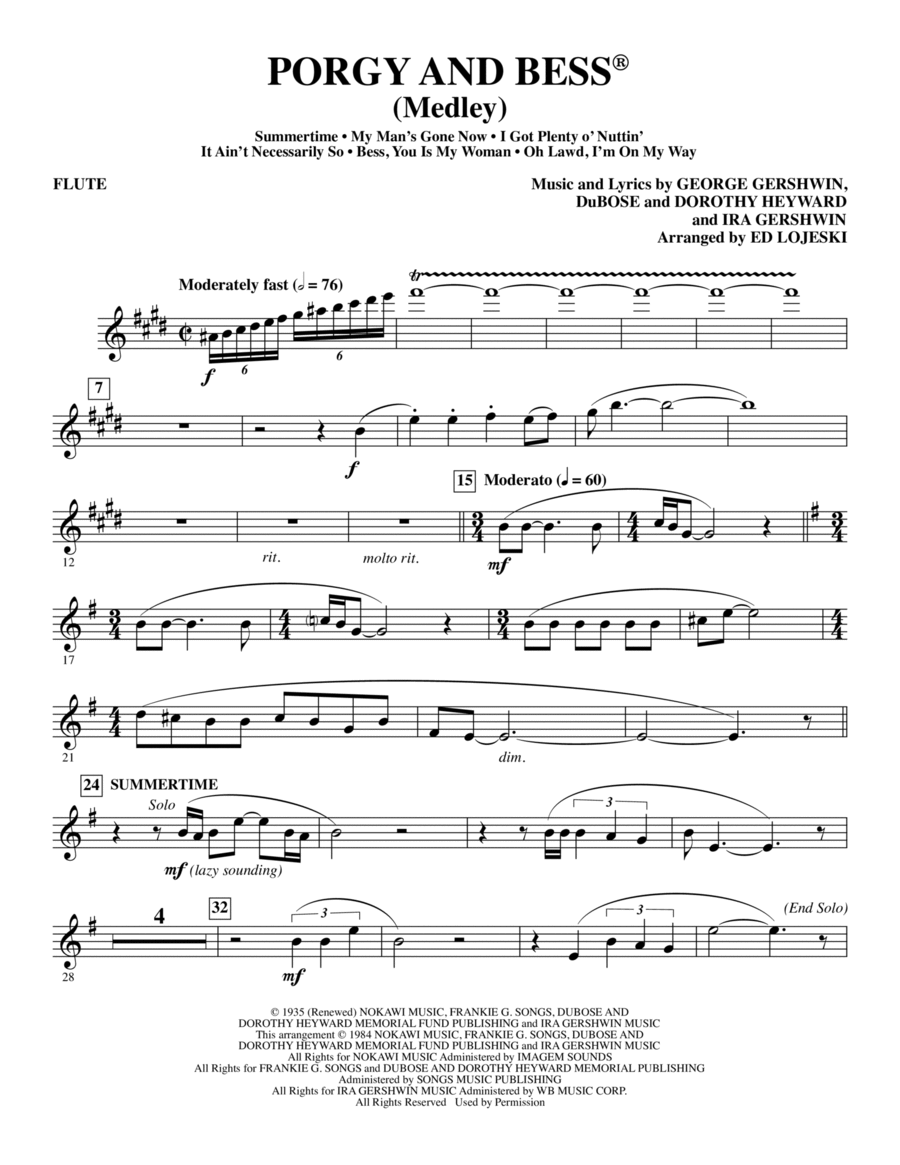 Porgy and Bess (Medley) - Flute Choir scores gallery preview page 1