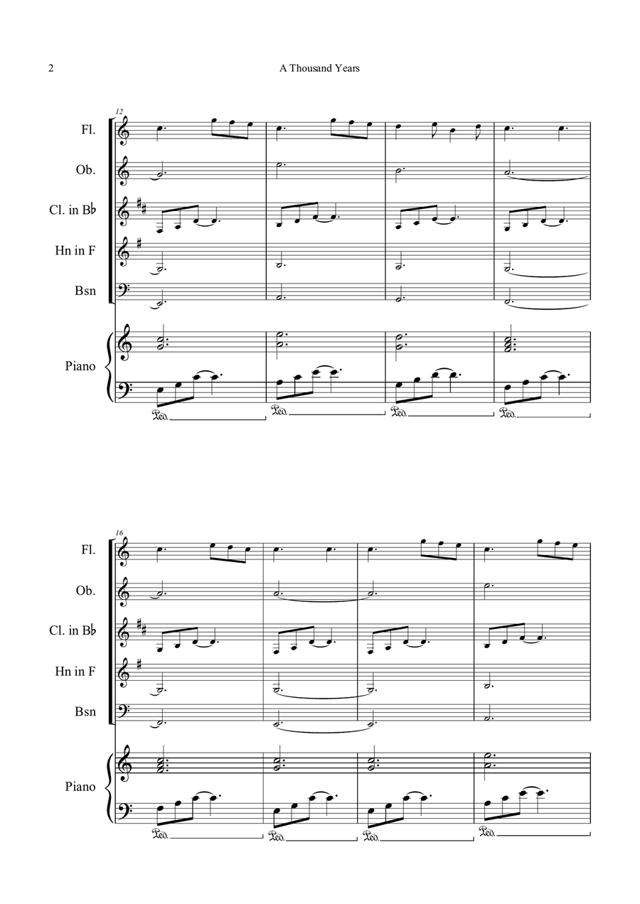 A Thousand Years Woodwind Quintet scores gallery preview page 2