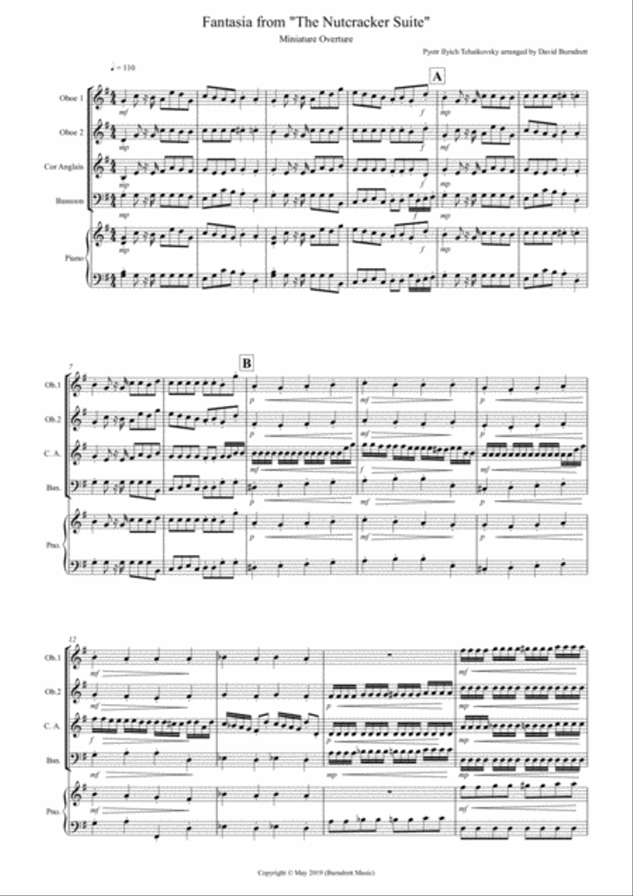 Miniature Overture (Fantasia from Nutcracker) for Double Reed Quartet Woodwind Trio scores gallery preview page 1