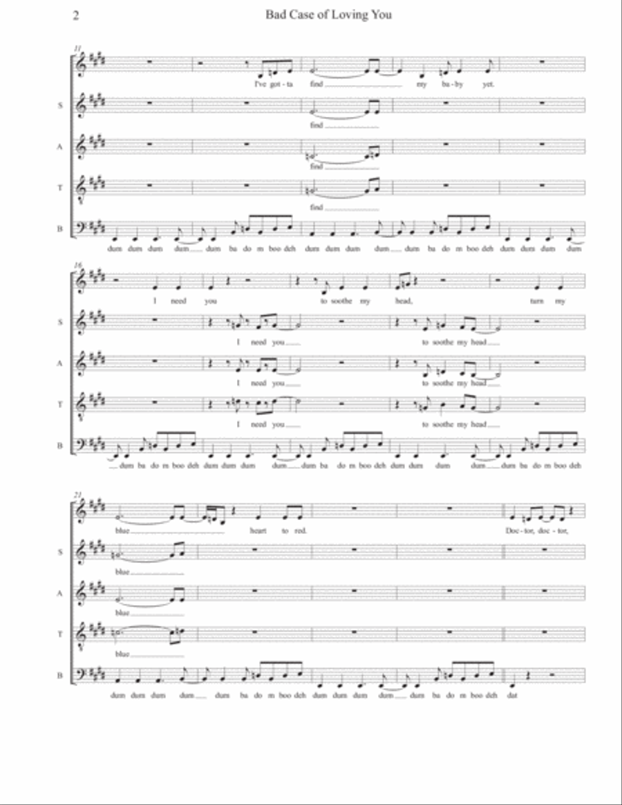 Bad Case Of Loving You 4-Part scores gallery preview page 2