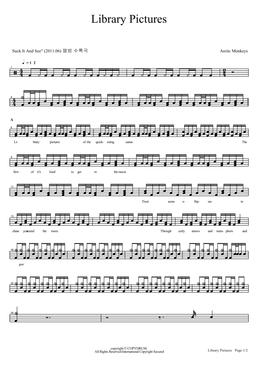 Library Pictures Drum Set scores gallery preview page 1