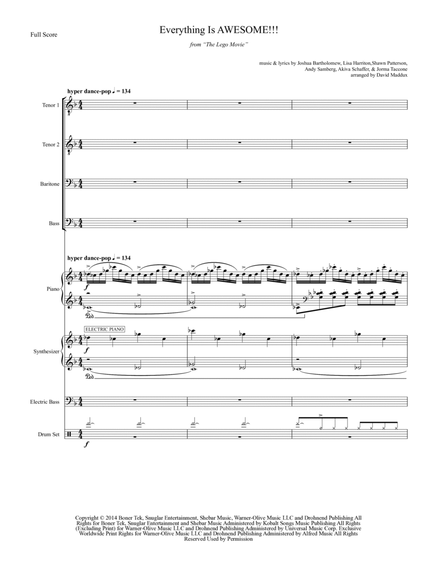 Everything Is Awesome (awesome Remixx!!!) Small Ensemble scores gallery preview page 1