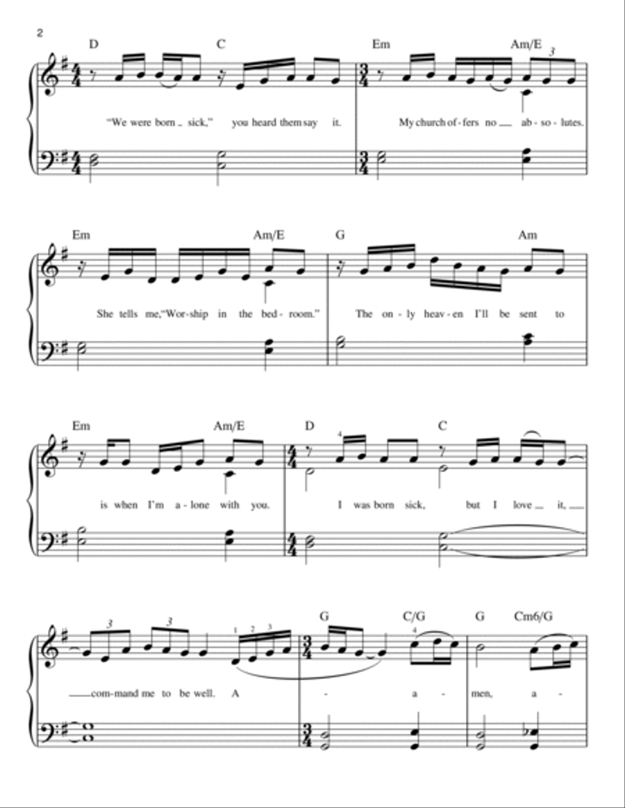 Take Me To Church Take Me To Church Easy Piano scores gallery preview page 2