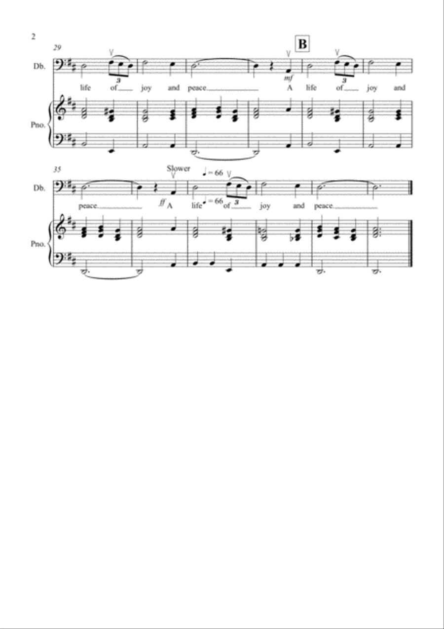 Amazing Grace for Double Bass and Piano Amazing Grace for Double Bass and Piano String Duet scores gallery preview page 2