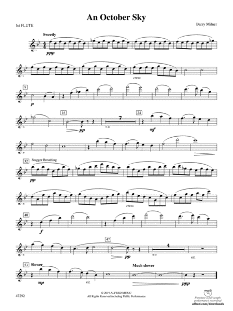 An October Sky Flute Concert Band Digital Sheet Music Sheet