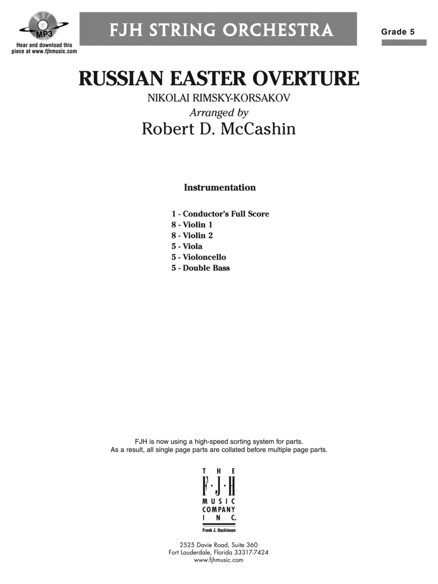 Russian Easter Overture: Score String Orchestra scores gallery preview page 1