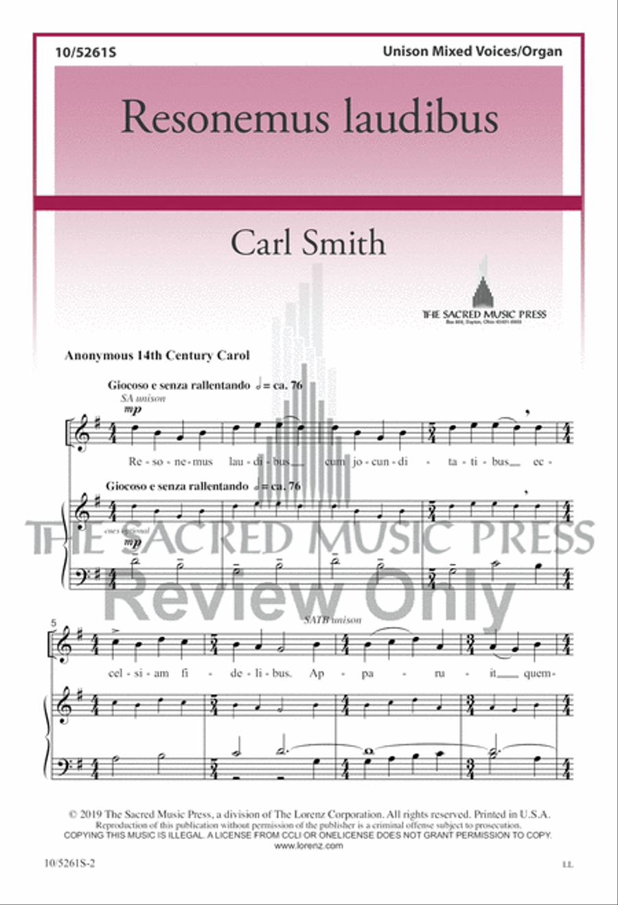Resonemus laudibus Unison Choir scores gallery preview page 2