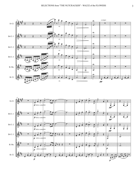 Selections from The Nutcracker: Waltz of the Flowers for Clarinet Quartet