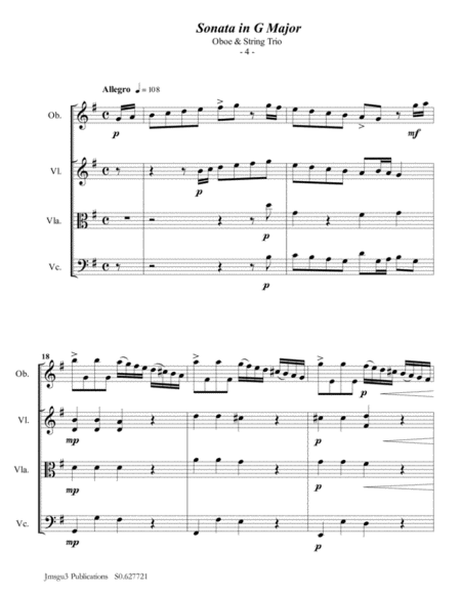 Telemann: Sonata in G Major for Oboe & String Trio image number null