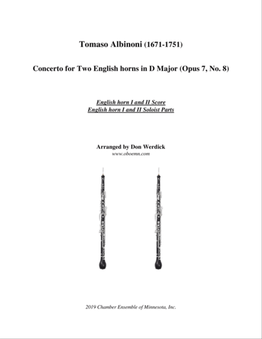 Concerto for Two English horns in D Major, Op. 7 No. 8 English Horn scores gallery preview page 1