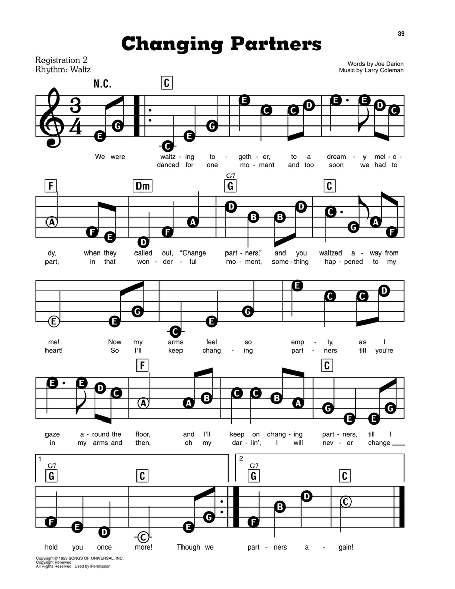 Changing Partners Electronic Keyboard scores gallery preview page 1