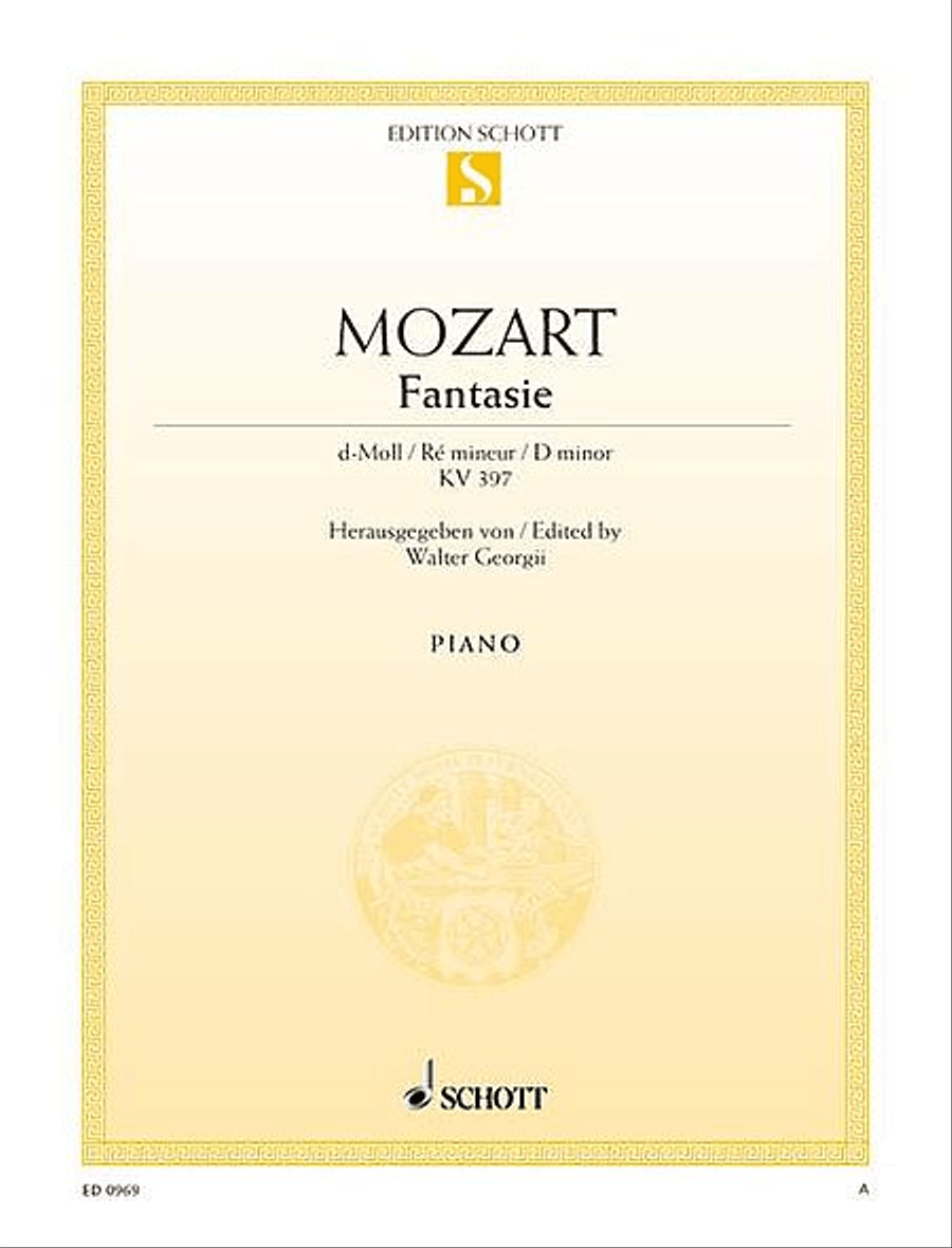 Fantasy in D Minor, KV 397 Piano Solo scores gallery preview page 1