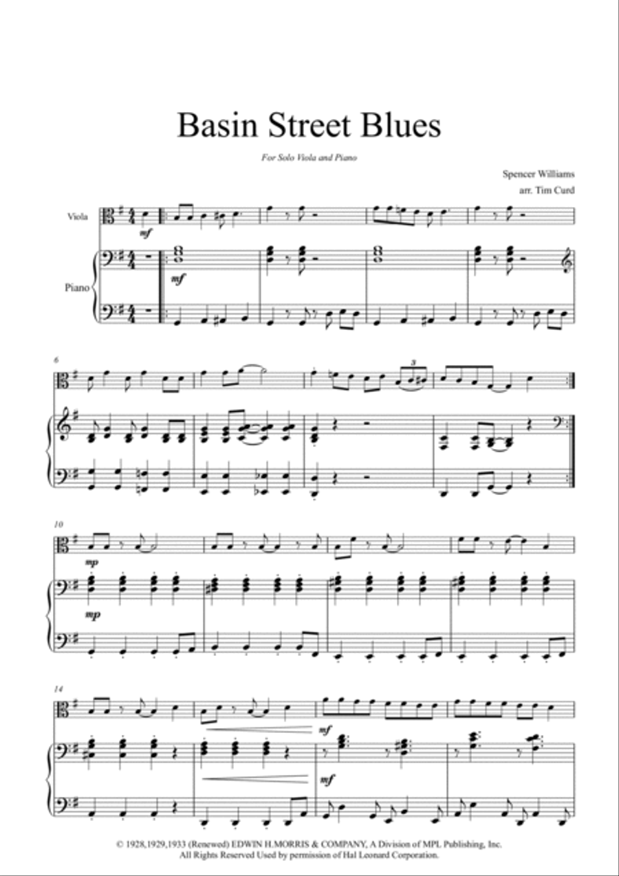 Basin Street Blues Viola scores gallery preview page 2