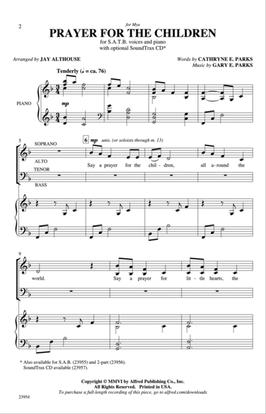 Prayer for the Children 4-Part scores gallery preview page 2