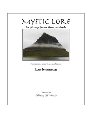 Book cover for Mystic Lore - An Epic Saga for One Piano, Six Hands