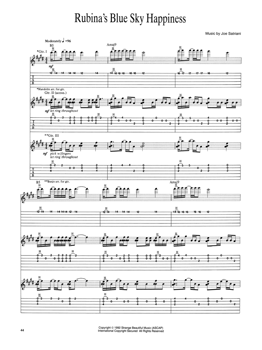 Rubina's Blue Sky Happiness Acoustic Guitar scores gallery preview page 1