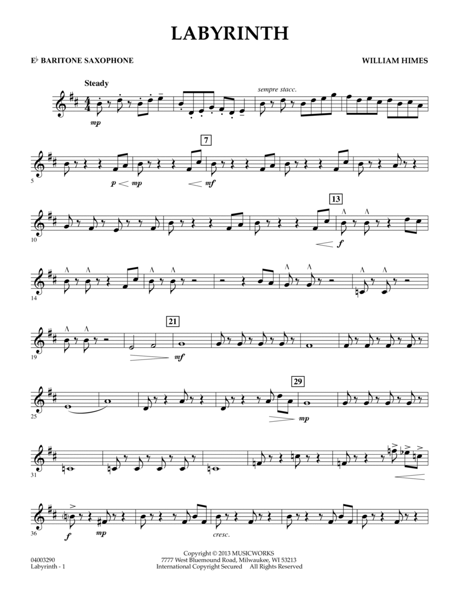 Labyrinth - Eb Baritone Saxophone Concert Band scores gallery preview page 1
