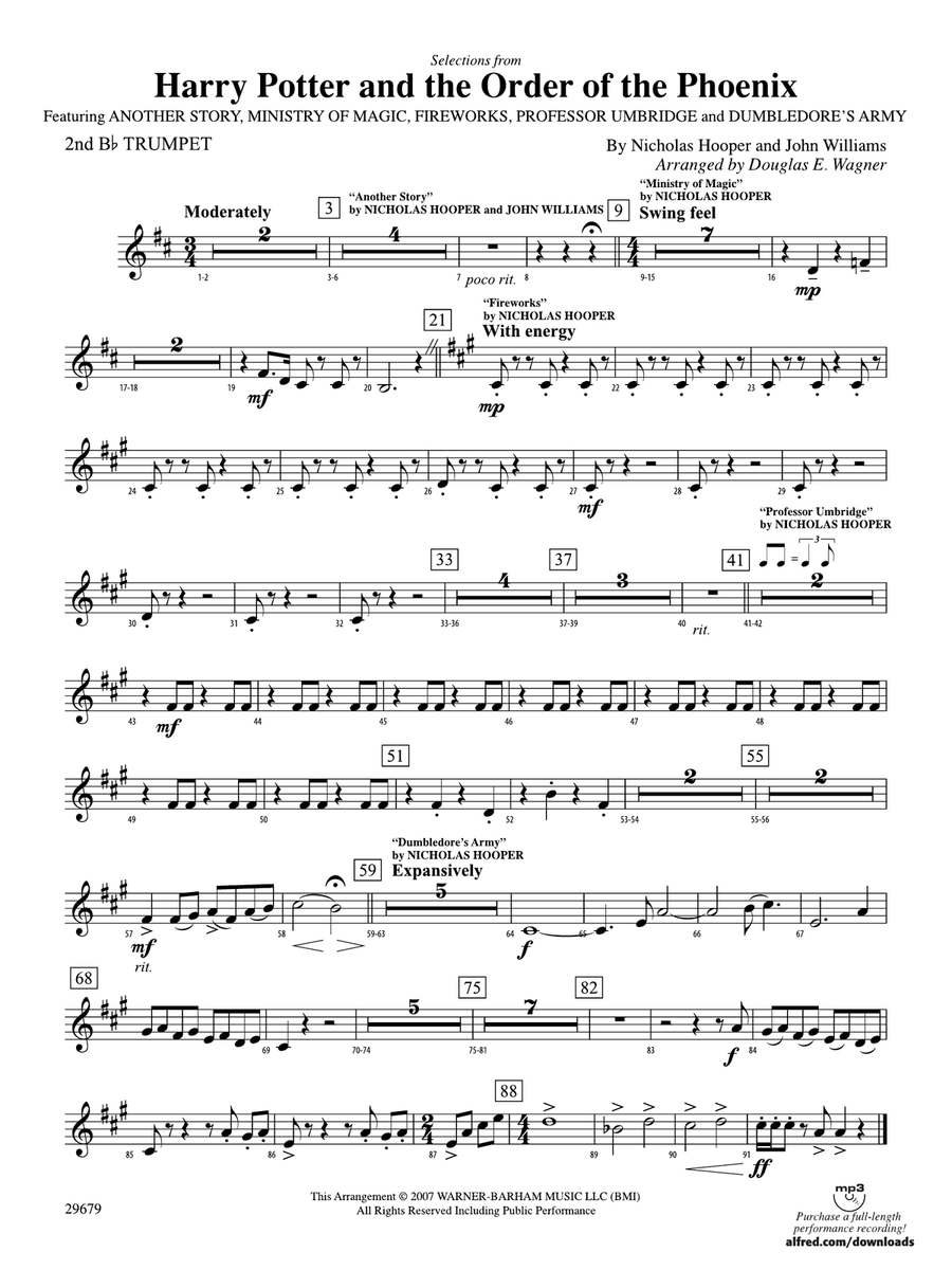 Harry Potter and the Order of the Phoenix, Selections from: 2nd B-flat Trumpet