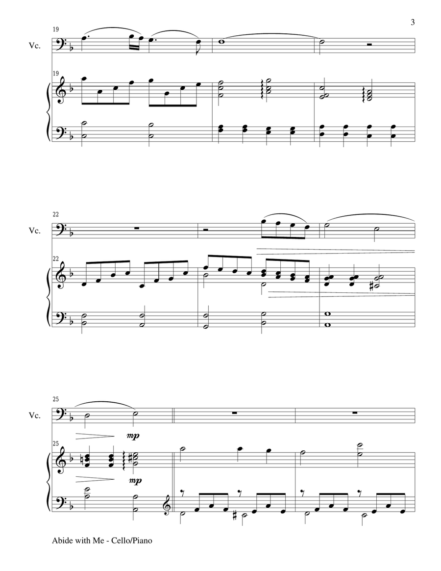 ABIDE WITH ME (Duet – Cello and Piano/Score and Parts) Piano scores gallery preview page 3