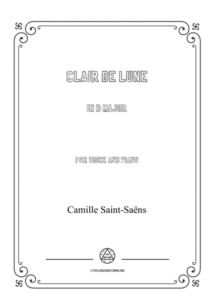 Saint-Saëns-Clair de lune in D Major,for Voice and Piano image number null