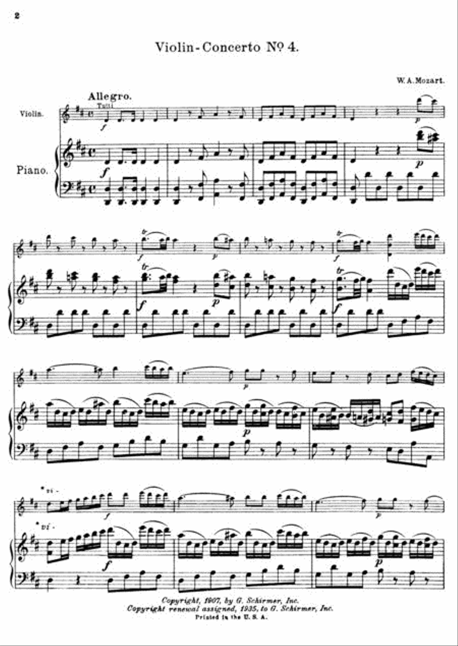 Concerto No. 4 in D Major, K.218 Orchestra scores gallery preview page 2
