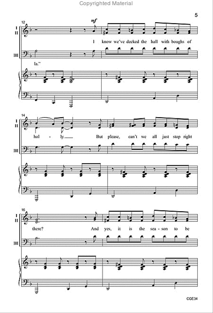 Please Don't Sing Another Fa La La (Three-Part Mixed) 3-Part scores gallery preview page 4