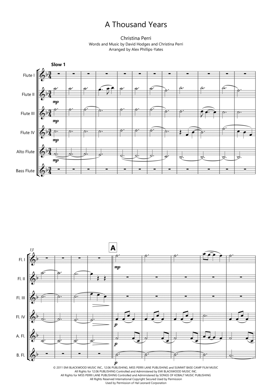A Thousand Years Woodwind Ensemble scores gallery preview page 1