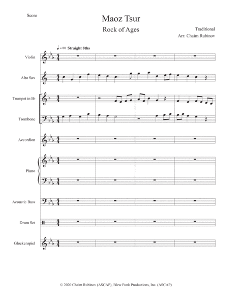 Maoz Tsur (Rock of Ages) Large Ensemble scores gallery preview page 1