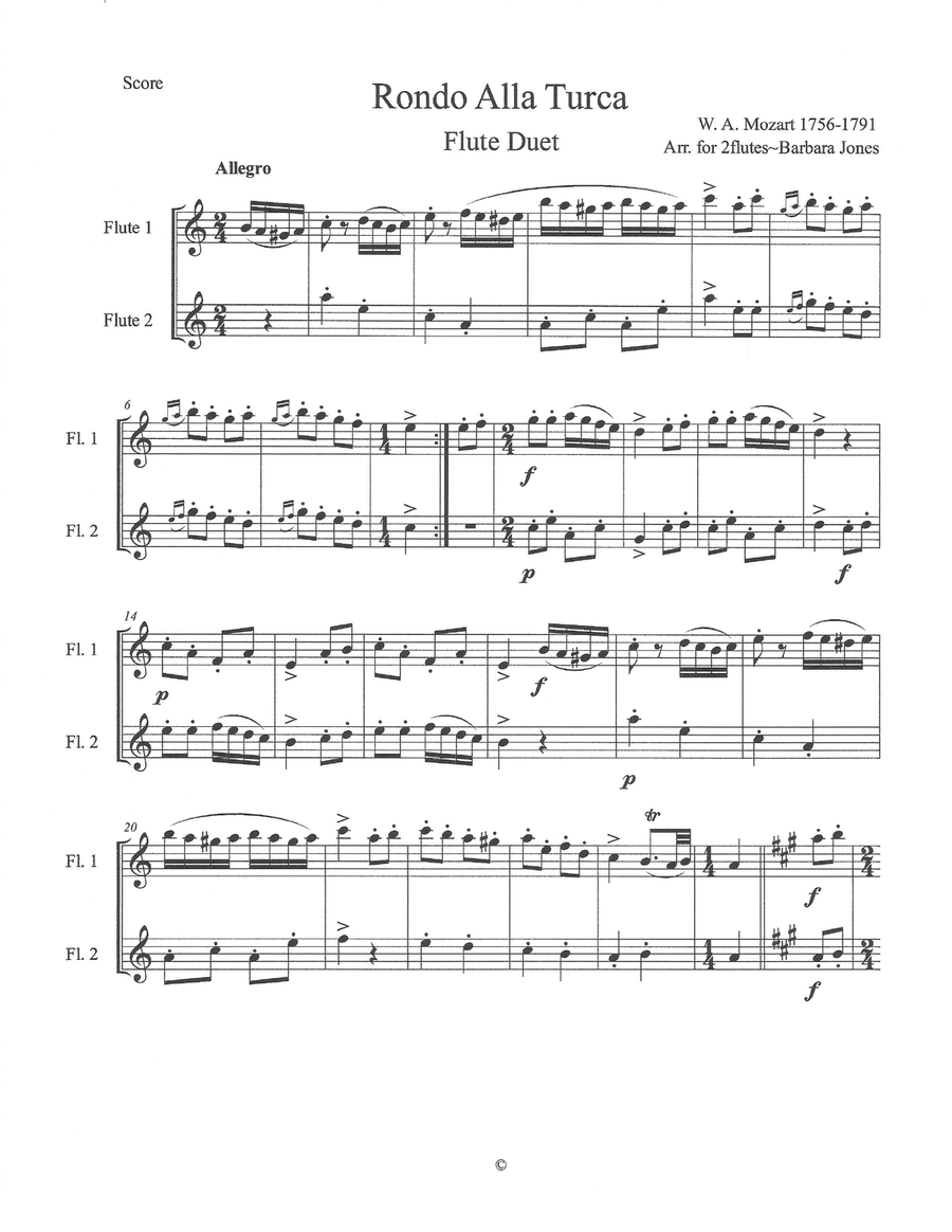 Rondo Alla Turca (Flute Duet) Flute Duet scores gallery preview page 2